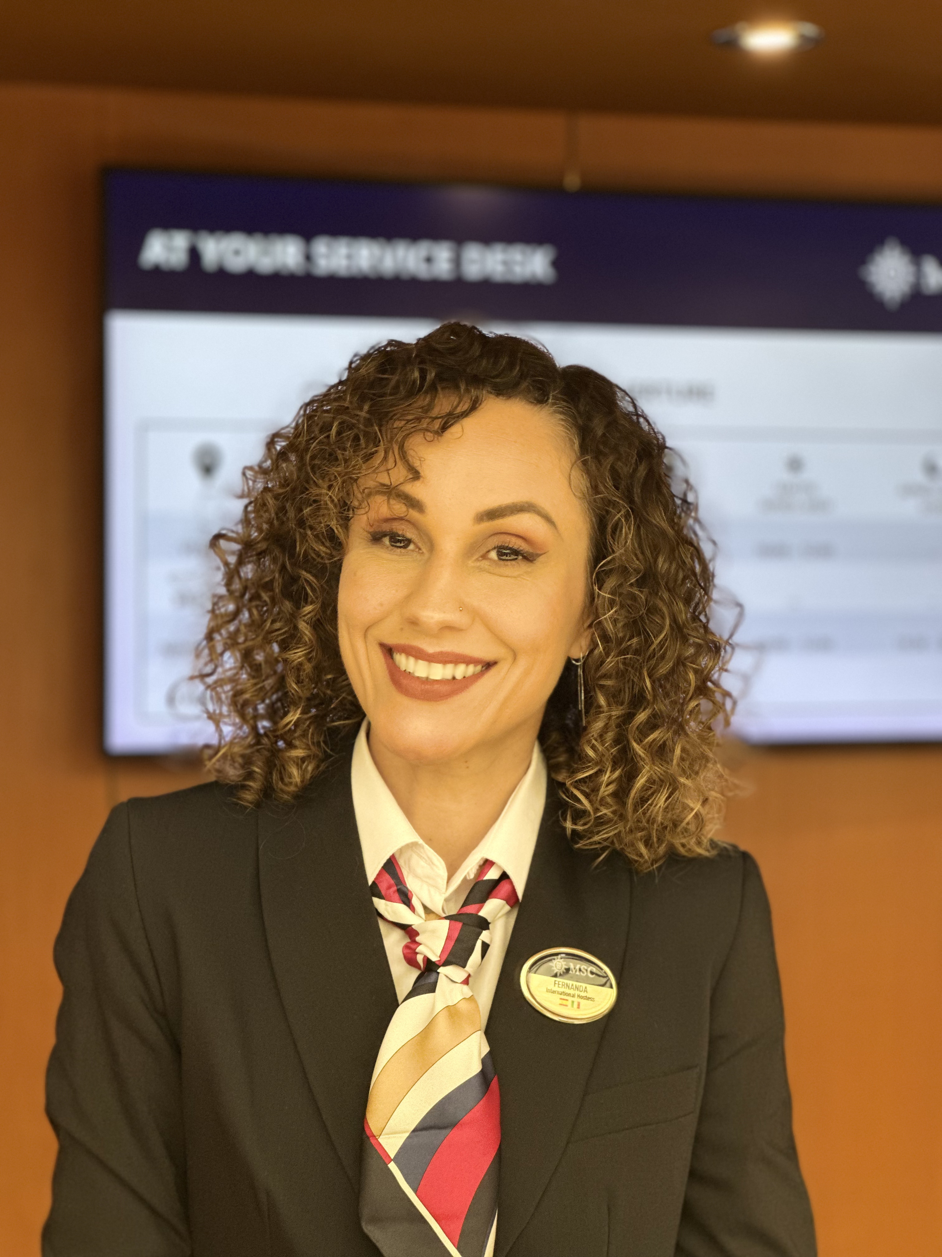 Fernanda como International Hostess na MSC
